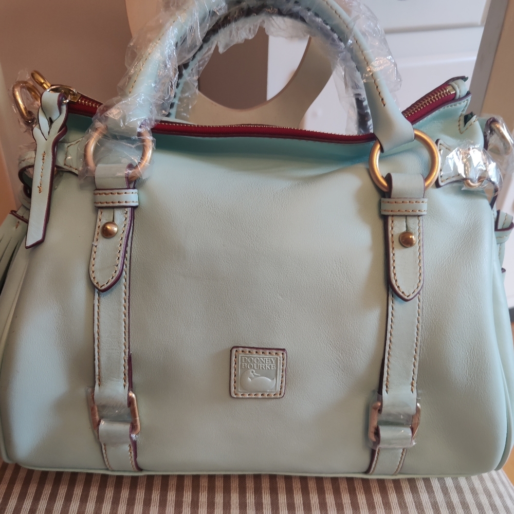 COPY - Dooney and Bourke MediumSatchel in pale blue RARE Super Smooth FLORENTIN…